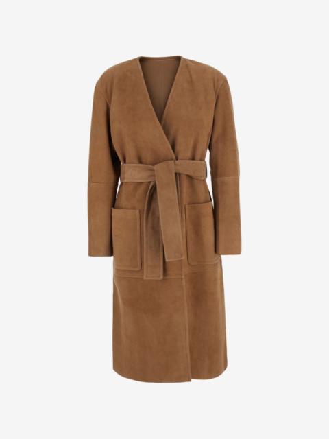 Max Mara belted suede coat