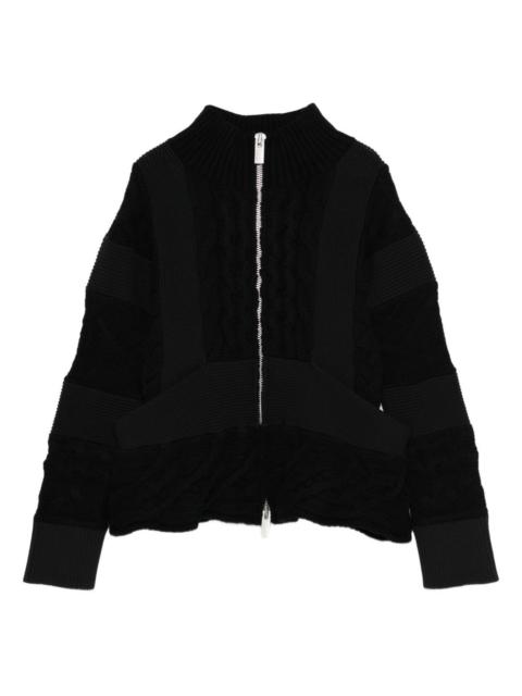 sacai cable-knit zip-front cardigan