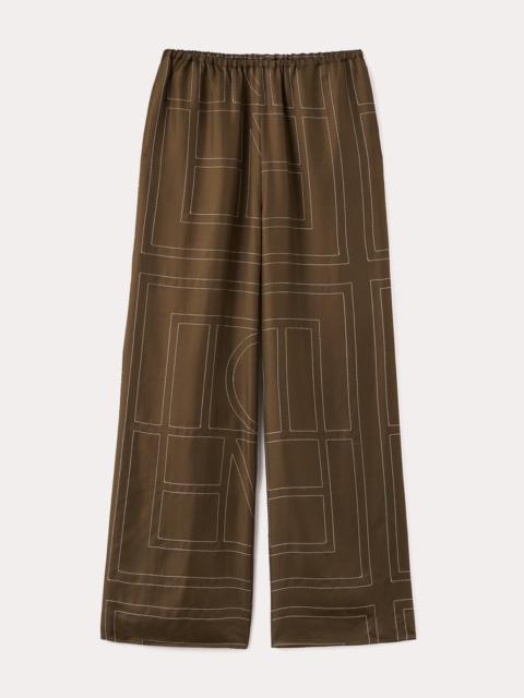 Monogram silk pj bottoms mocha