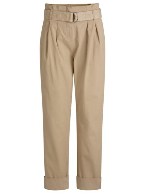 BOSS PAPERBAG TROUSERS IN STRETCH-COTTON TWILL