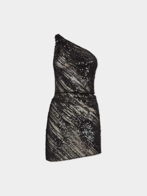 DSQUARED2 LIGHT STARS ONE-SHOULDER DRESS