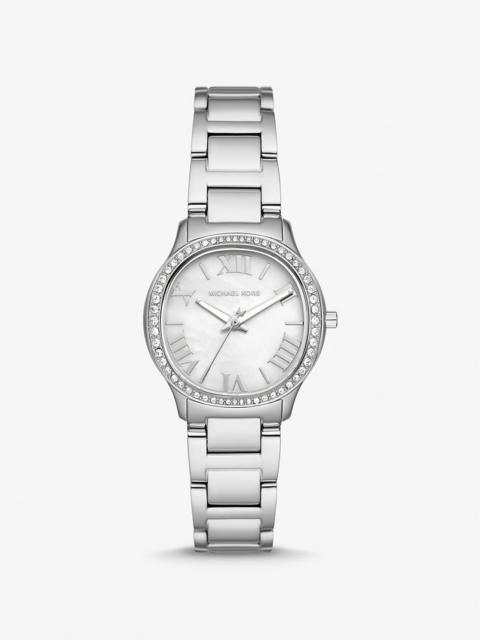 MICHAEL KORS Mini Sage Pavé Silver-Tone Watch