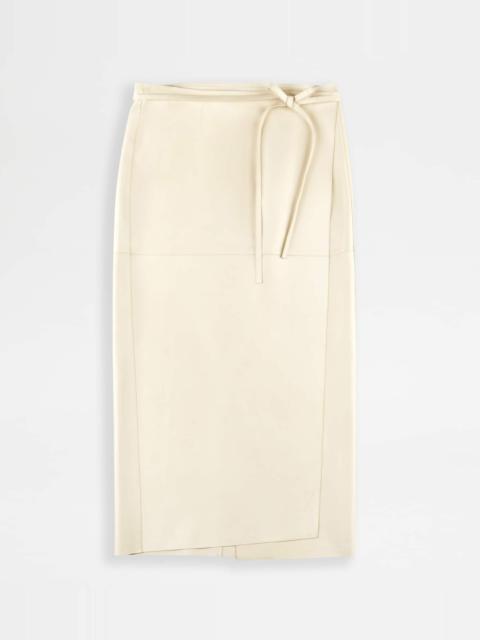 Tod's WRAP SKIRT IN LEATHER - BURGUNDY