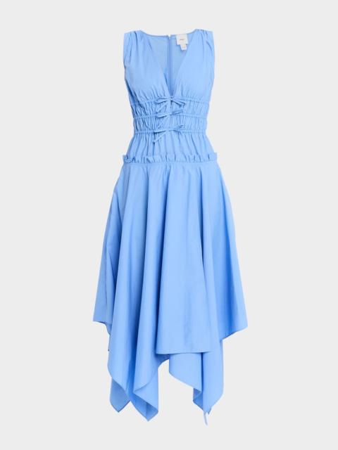 AKNVAS Zelie Tie-Front Cotton Poplin Dress