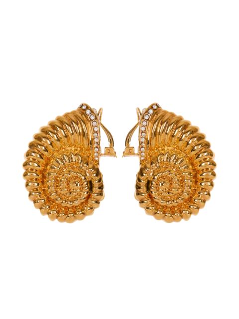 Balmain Snail brass and rhinestone earrings