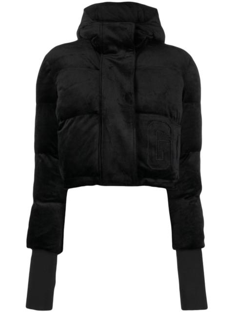 GCDS hooded velvet padded jacket