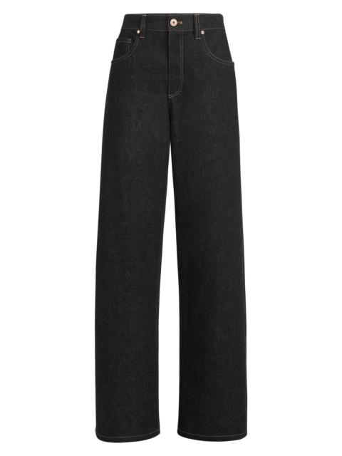 Brunello Cucinelli Women's No Fade Denim Loose Barrel Jeans - Black