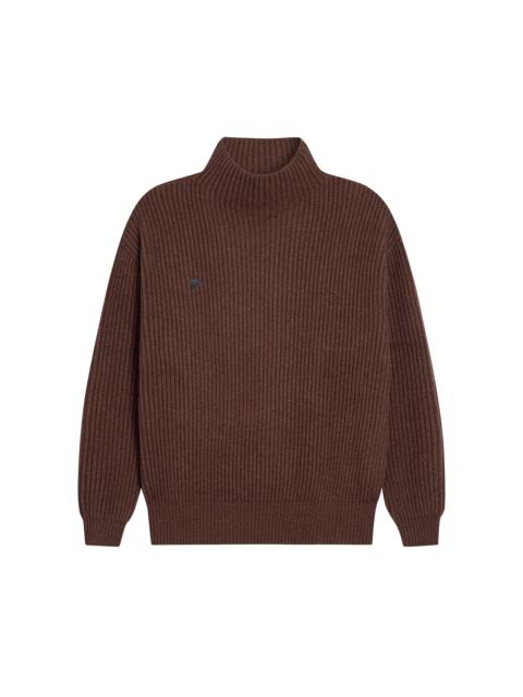 PANGAIA Womens Recycled Cashmere Funnel-Neck Sweater - Chestnut Brown