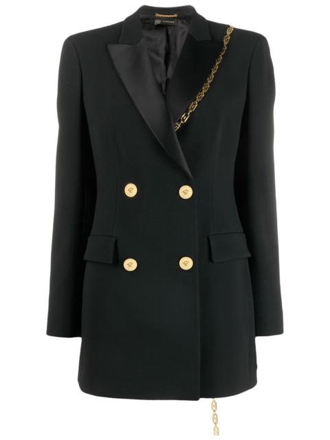 VERSACE chain detail double breasted blazer