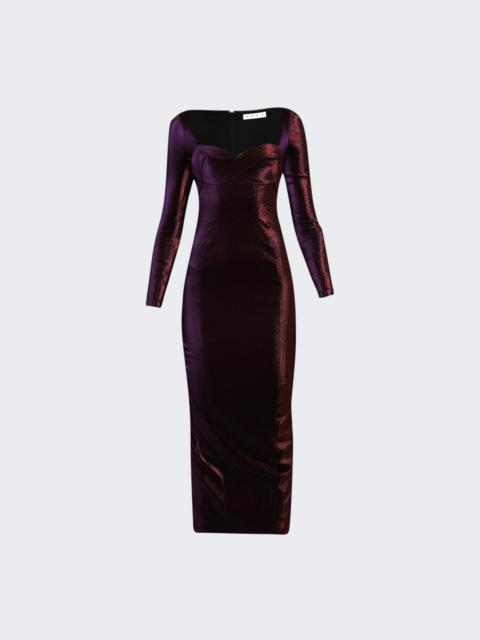 AREA Rope Cup Long Sleeve Midi Dress Purple