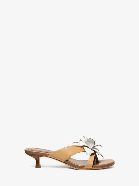 MICHAEL KORS Jacie Floral Embellished Leather Kitten Heel Sandal