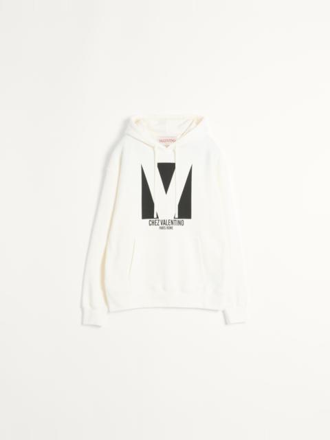 COTTON HOODED SWEATSHIRT WITH CHEZ VALENTINO PRINT