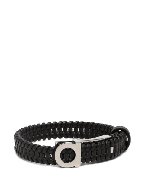 FERRAGAMO Ferragamo Gancini Braided Leather Bracelet
