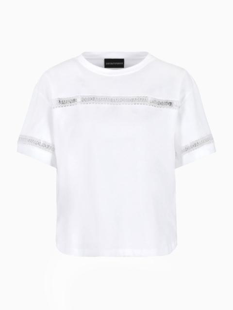 EMPORIO ARMANI ASV organic jersey T-shirt with macramé logo tape