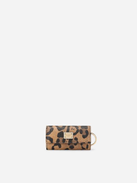 Dolce & Gabbana Leopard-print Crespo key chain with branded plate