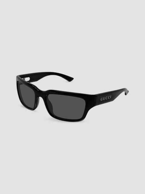 GUCCI Men's Lettering Clubbing In The City 58MM Rectangular Sunglasses - Black