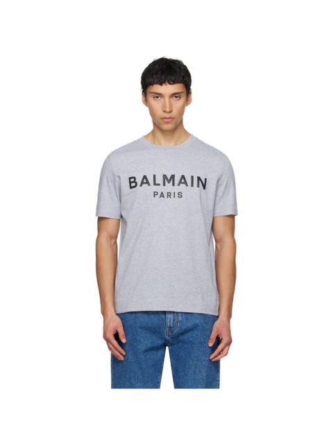 Balmain Gray Printed Cotton T-shirt