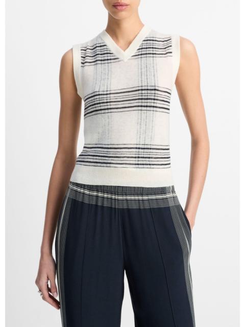 Vince Plaid V 목 스웨터 조끼