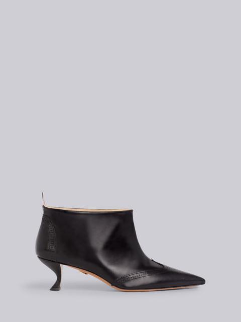 Thom Browne Black Vitello Calfskin Curved Heel Wide Ankle Bootie