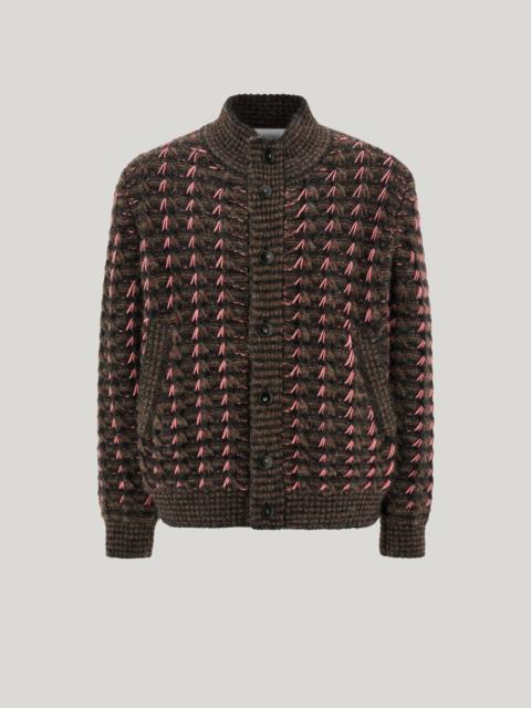 Canali PATTERNED ALPACA AND WOOL BLEND MACRO JACQUARD CARDIGAN