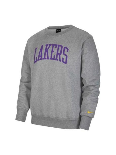 Nike Courtside Heritage Fleece Round Neck Pullover Los Angeles Lakers Gray CW4621-091