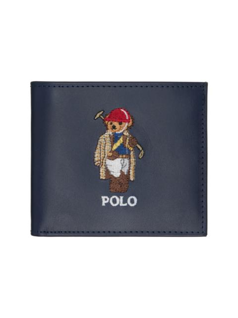 Polo Ralph Lauren Navy Polo Bear Leather Billfold Wallet