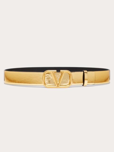 Valentino VLOGO SIGNATURE BELT IN MIRROR-EFFECT CALFSKIN 30 MM