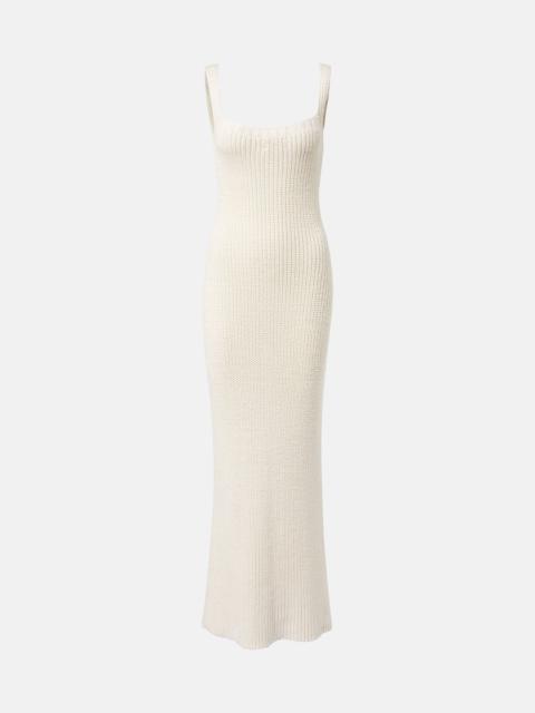 KHAITE Lex ribbed-knit silk maxi dress