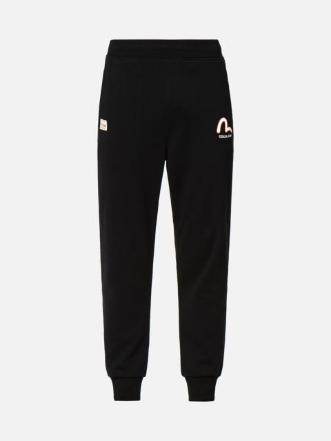 EVISU EVISU SQUAD DAICOCK PRINT WITH FORTUNE CAT EMBROIDERY SWEATPANTS