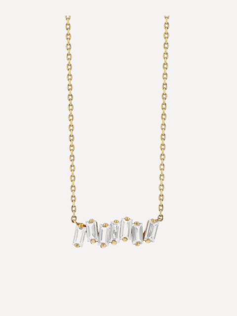 SUZANNE KALAN 14ct Gold Amalfi White Topaz Bar Pendant Necklace