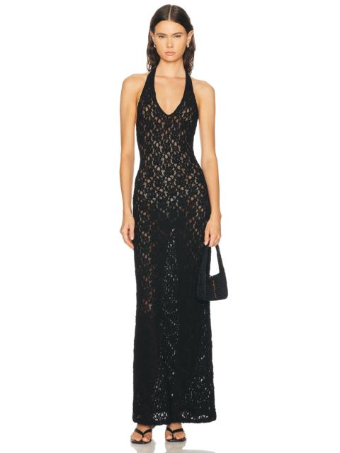 Enza Costa Puckered Lace Halter Dress