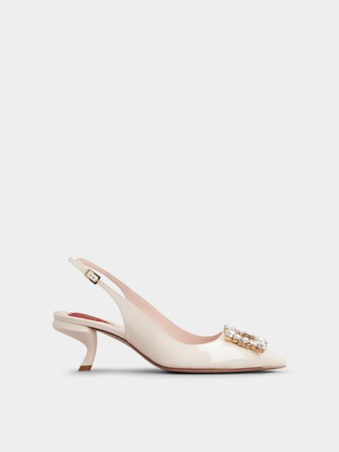 Roger Vivier Virgule Strass Buckle Slingback Pumps in Patent Leather