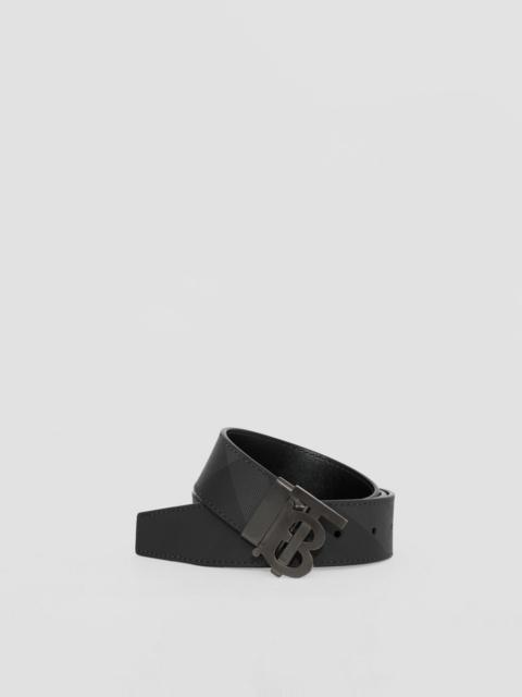 Burberry Reversible Charcoal Check and Leather Belt , Size: 95