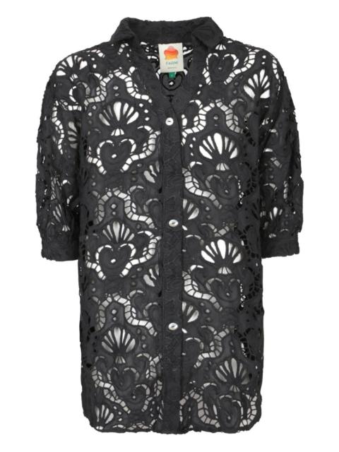 FARM RIO openwork-design button-up top