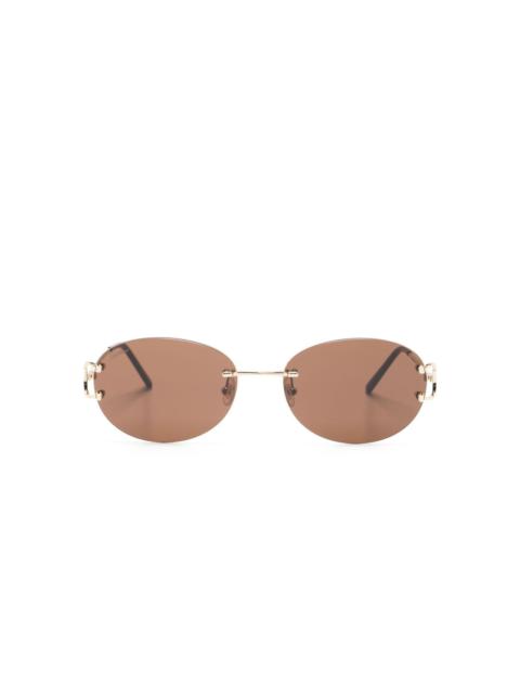 logo-plaque oval-frame sunglasses