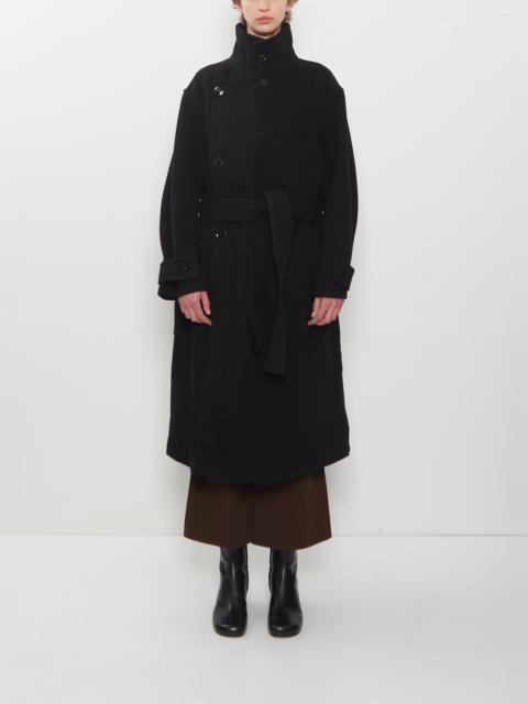 Lemaire Wrap Wool Coat — Black