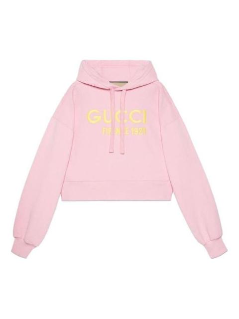 GUCCI (WMNS) Gucci Cotton Hooded Sweatshirt With Embroidery 'Pink' 765384-XJF0S-5358