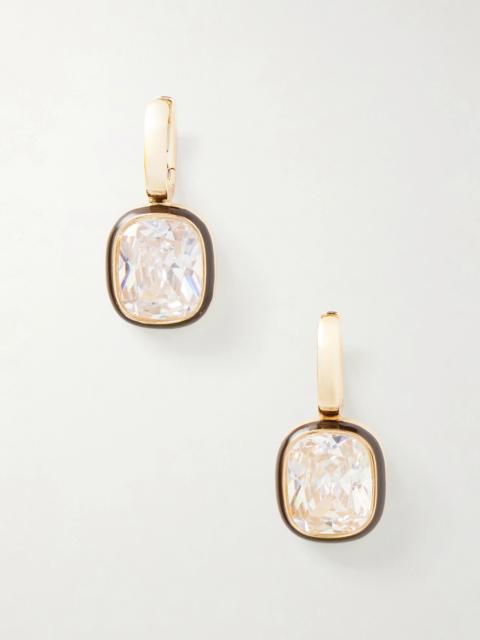 ROXANNE ASSOULIN Cubic Cushion Gold-tone, Cubic Zirconia And Enamel Earrings
