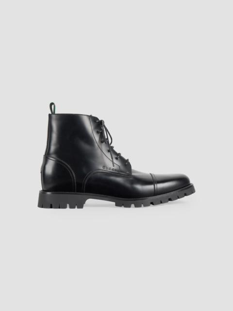 GUCCI Men's Primavera Sylke Leather Ankle Boots - Black