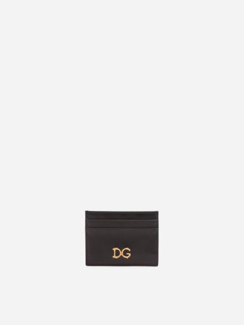 Dolce & Gabbana Calfskin credit card holder with baroque D&G