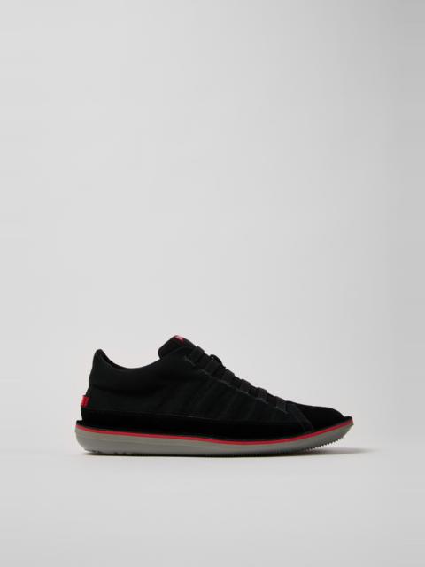CAMPER Beetle Black Textile and Nubuck Leather Ankle Boots for Men.