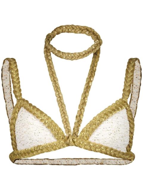 GIAMBATTISTA VALLI braided-trim tweed crop top