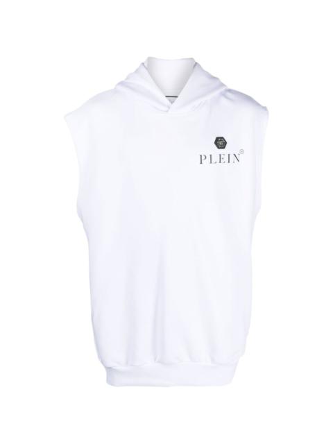 PHILIPP PLEIN logo-plaque sleeveless hoodie