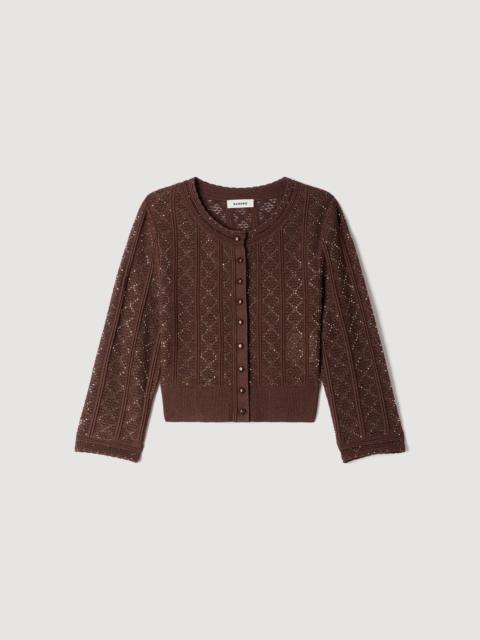 Sandro CROPPED RHINESTONE CARDIGAN