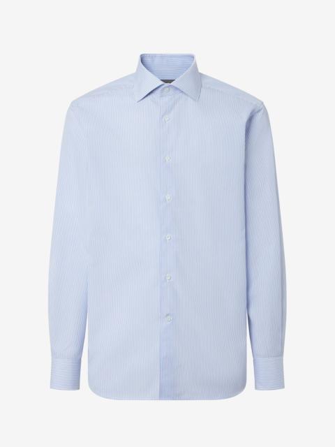 CORNELIANI Cotton shirt with light blue and white stripes