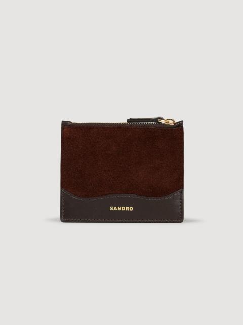 Sandro LEATHER AND SUEDE CARDHOLDER