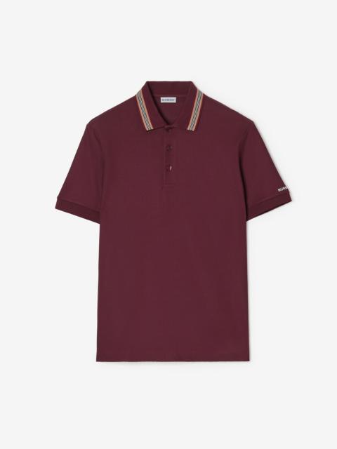 Burberry Icon Stripe Trim Cotton Polo Shirt