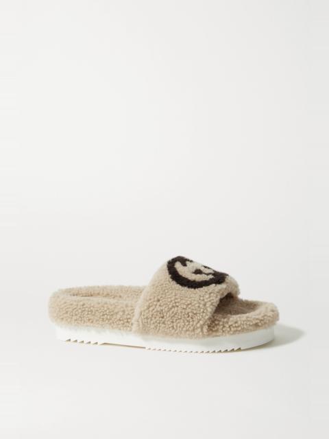 GUCCI Eileen logo-print shearling slides