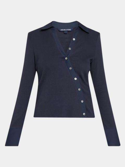 VERONICA BEARD Brenner Asymmetric Button-Front Top