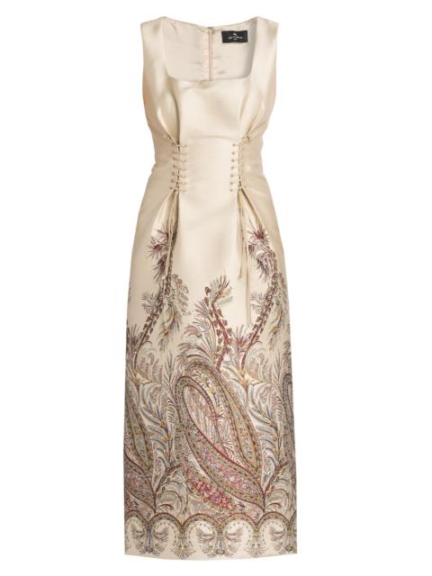 Etro Women's Romantic Paisley Laced Cocktail Dress - Multicolor Beige Base